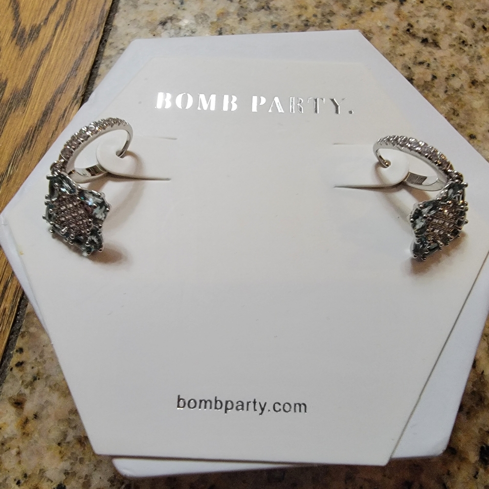 Lab created alexandrite hoop earrings